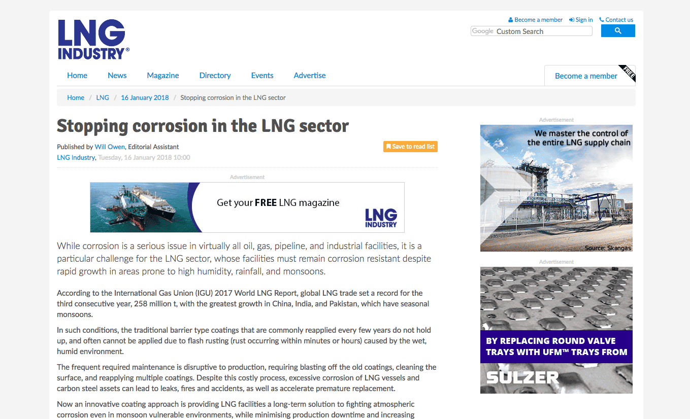 Stopping corrosion in the LNG sector