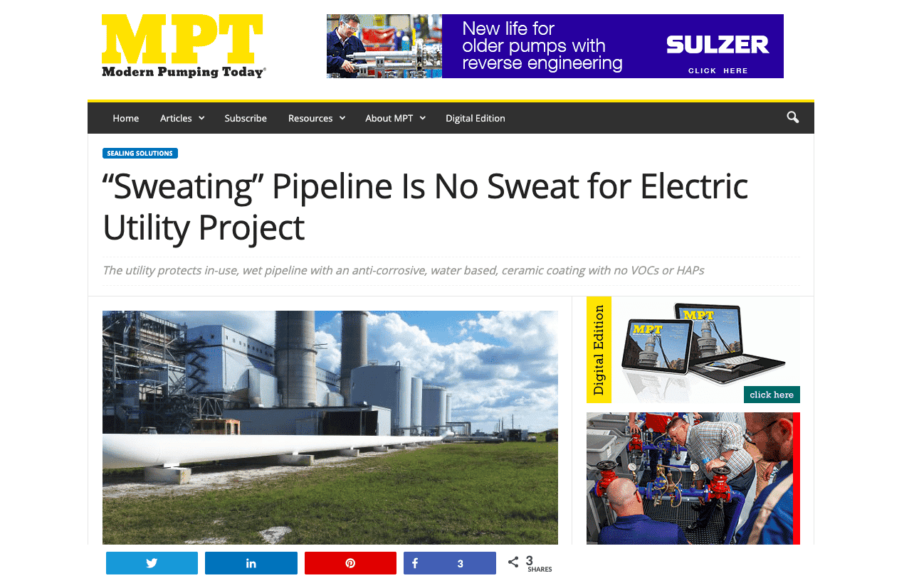 “Sweating” Pipeline Is No Sweat for Electric Utility Project