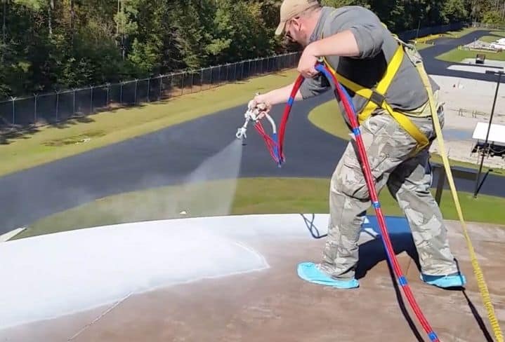 EonCoat being applied to a tank.