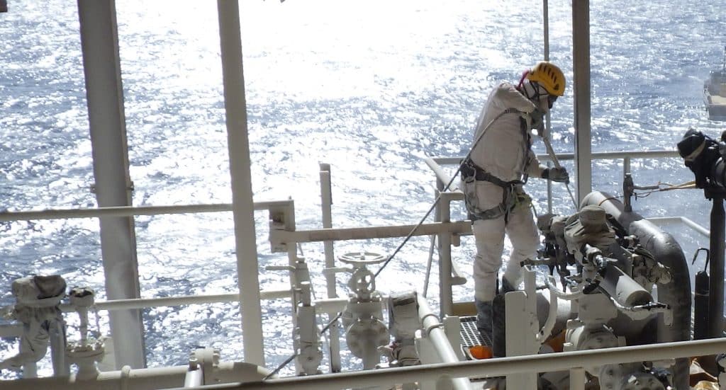 EonCoat Corrosion Protection Coating being applied on an offshore platform