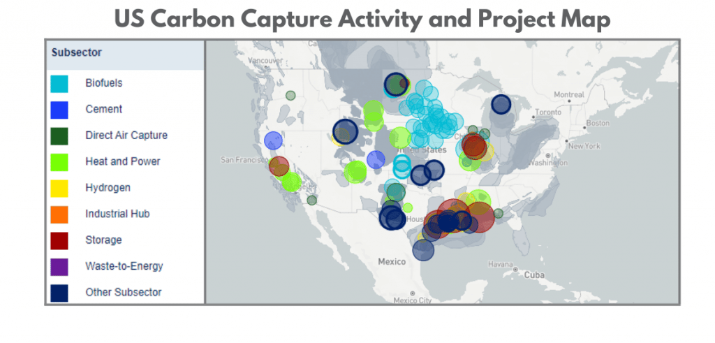 US Carbon Capture Activity and Project Map